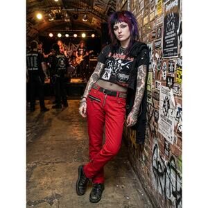 Vintage EC star red punk rock emo goth bondage Trouser pants Women’s Size M